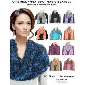 49 - Original Moa Boa Magic Scarves Magic Scarves - Moa Boa <br>
50 Piece Assortment Pack - One Size Fits All