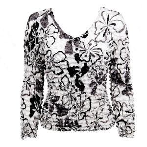  C21 -Gourmet Popcorn - Collarless Cardigan White-Black-Grey Flowers - One Size Fits Most