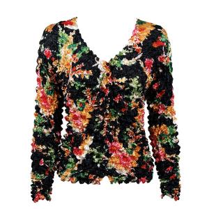  C21 -Gourmet Popcorn - Collarless Cardigan Bright Floral on Black - One Size Fits Most