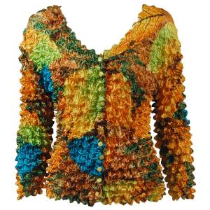  C21 -Gourmet Popcorn - Collarless Cardigan Leaves Turquoise-Green-Copper - One Size Fits Most