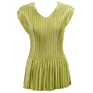 954 - Satin Mini Pleats - Cap Sleeve V-Neck Solid Leaf Green - One Size Fits Most