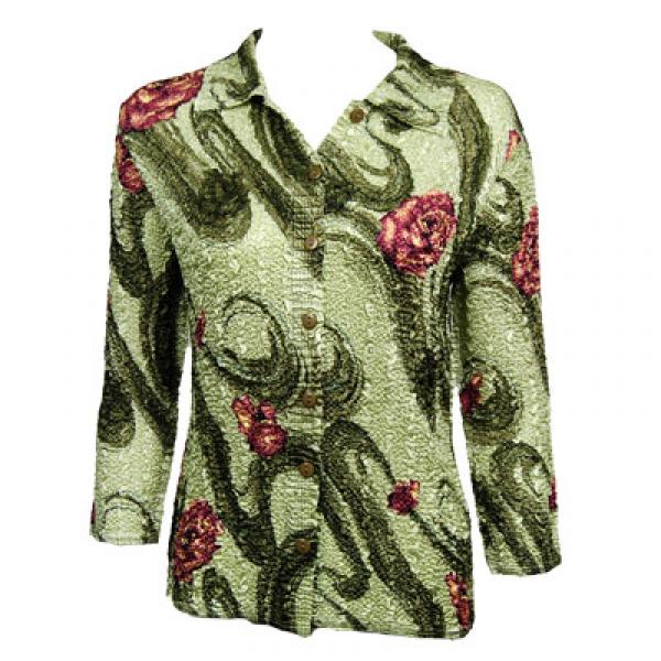 Wholesale 939 - Magic Crush Satin - Blouse  Multi Green Floral - One Size Fits Most