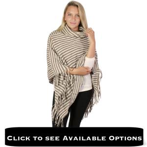 Wholesale Striped Cowl Neck Poncho<p>8120