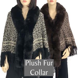 Wholesale 98B7<p>Faux Fur Trimmed Leopard Cape