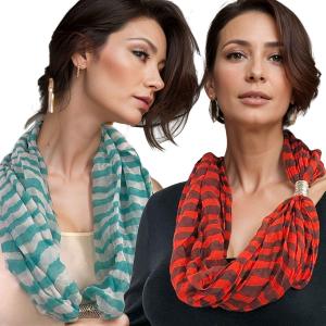 Wholesale 3288<p>Magnetic Clasp Striped Scarves