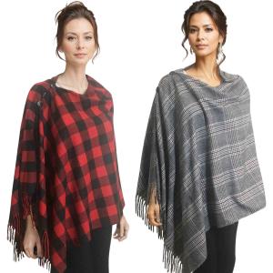 Wholesale 3306<p>Country Plaid Button Shawls