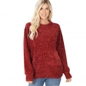 Wholesale Sweater 3419Round Neck Balloon Sleeve Chenille