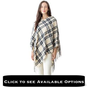 Wholesale 5001<P>Block Plaid Poncho