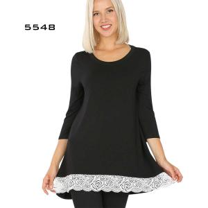 Wholesale 5548  3/4 Sleeve Lace Trim Top