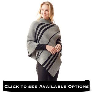 Wholesale 1255<p>Vertical Stripe Turtle Neck Poncho