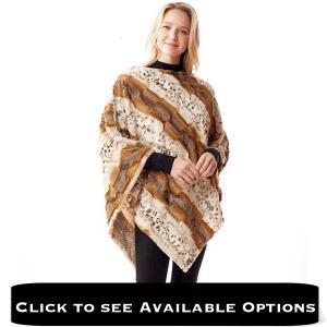 Wholesale 1253Animal Print Faux Fur Poncho