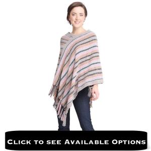 Wholesale 2170 <p>Chenille Striped Poncho