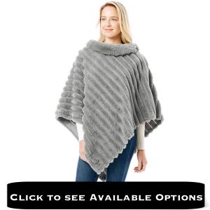 Wholesale 1301  Cowl Neck Faux Fur Poncho