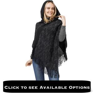 Wholesale 10855 - Knitted Hooded Poncho