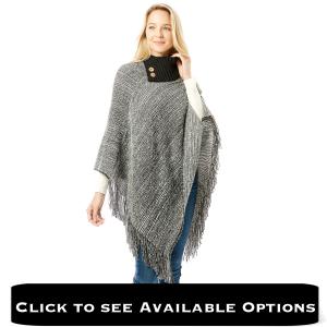 Wholesale 1303Knit Fold-over Button Collar Poncho