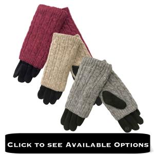 Wholesale 3033 - Cable  Knit Layered Gloves