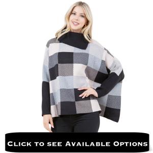 Wholesale 4318 - Checker Design Poncho with Sleeves