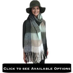 Wholesale 2411 
Checkered Pattern 
Long Fringe Scarf