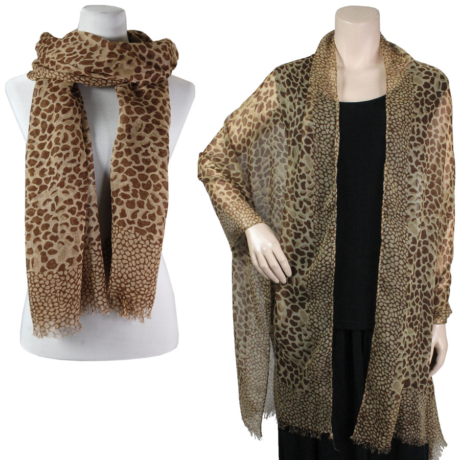 Light Weight Animal Print Shawls  1277 - Olive<br>
Giraffe Print Shawl - 28