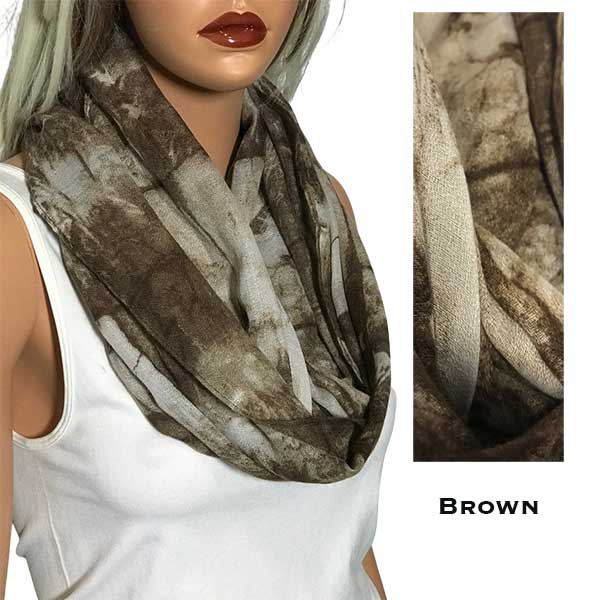 1096 - Tie Dye Earthy Infinity Scarves Black - 