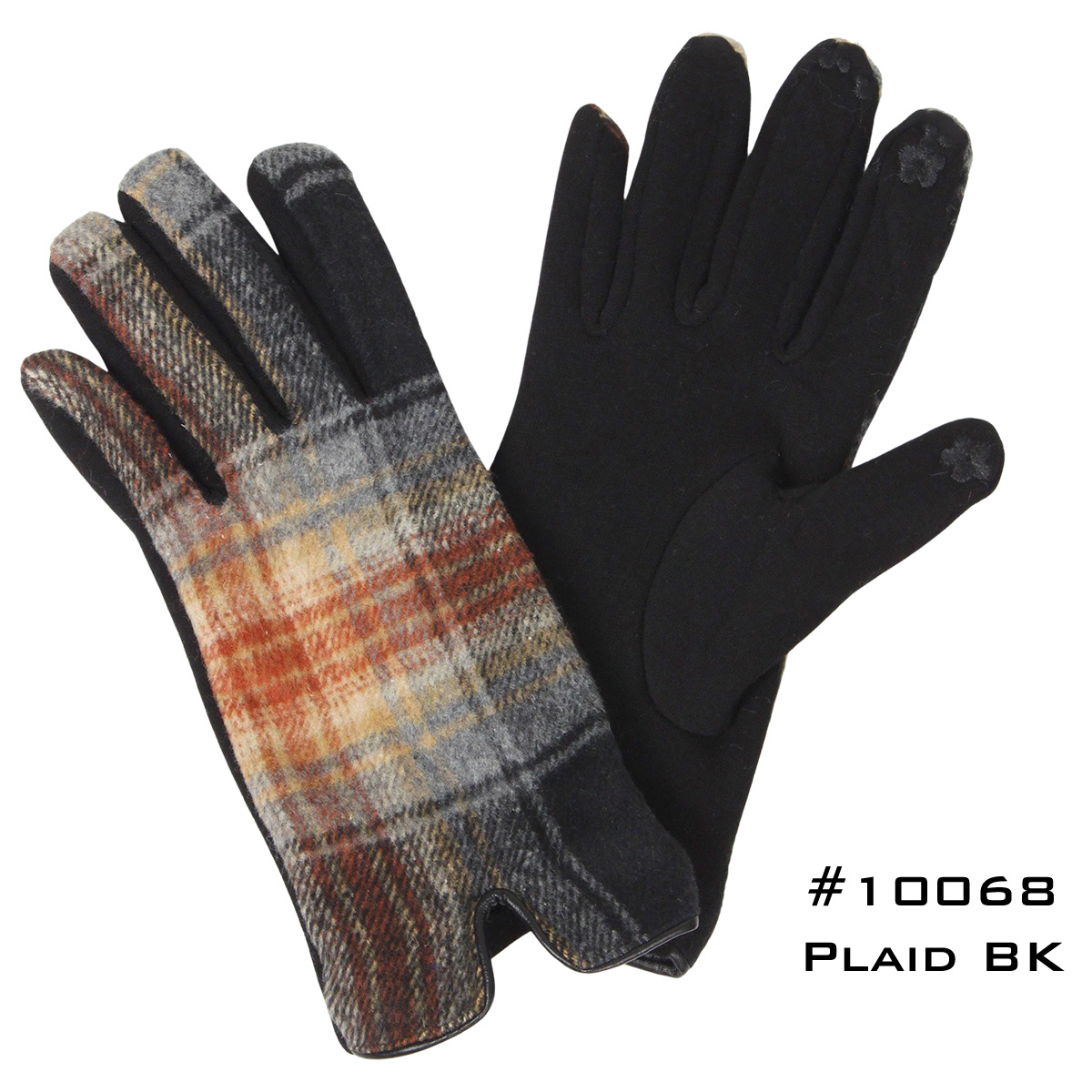 2390 - Touch Screen Smart Gloves 859-RDBK<BR> RED/BLACK Plaid - One Size Fits Most