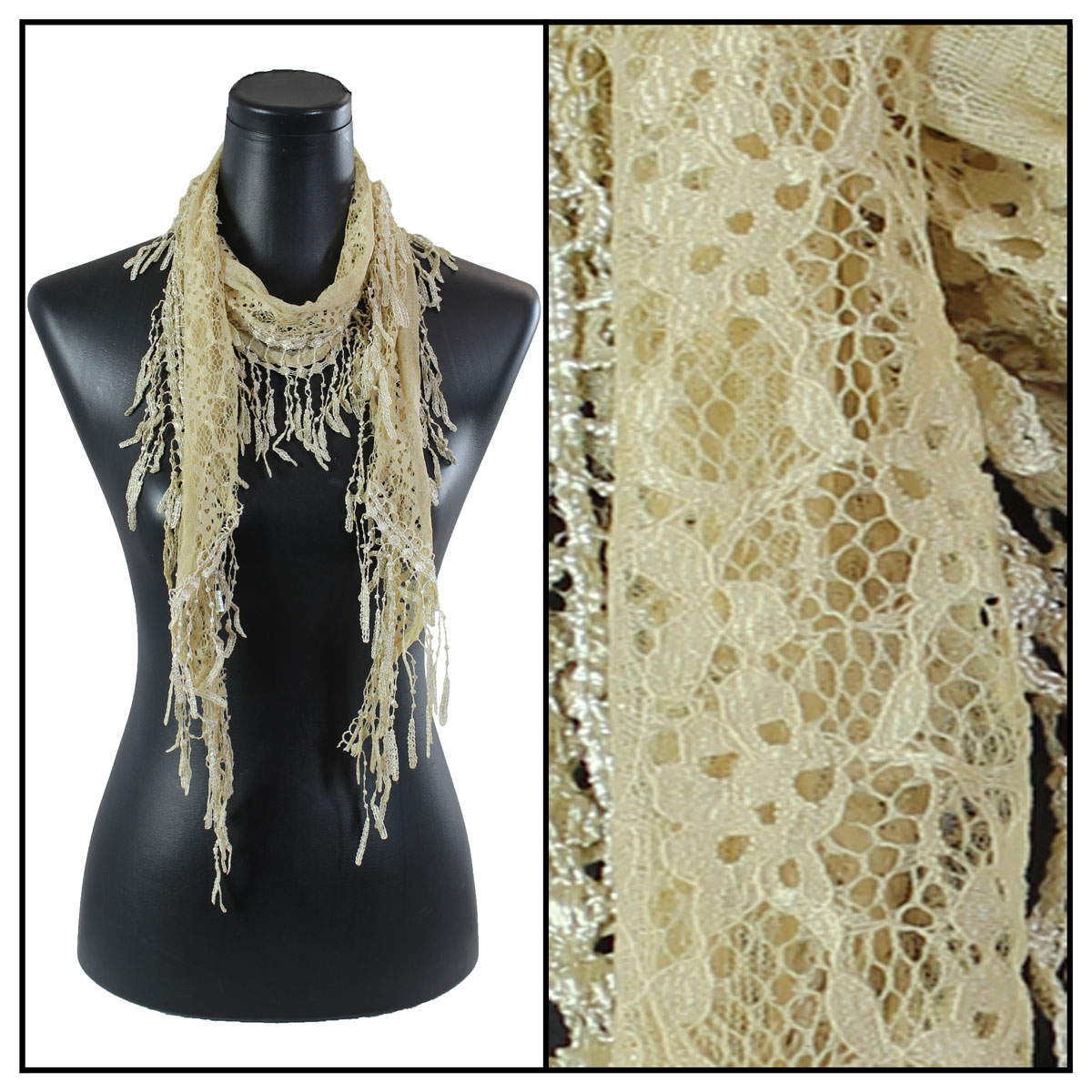 7776 - Victorian Lace Confetti Oblong Scarves 7776 - Beige  - 