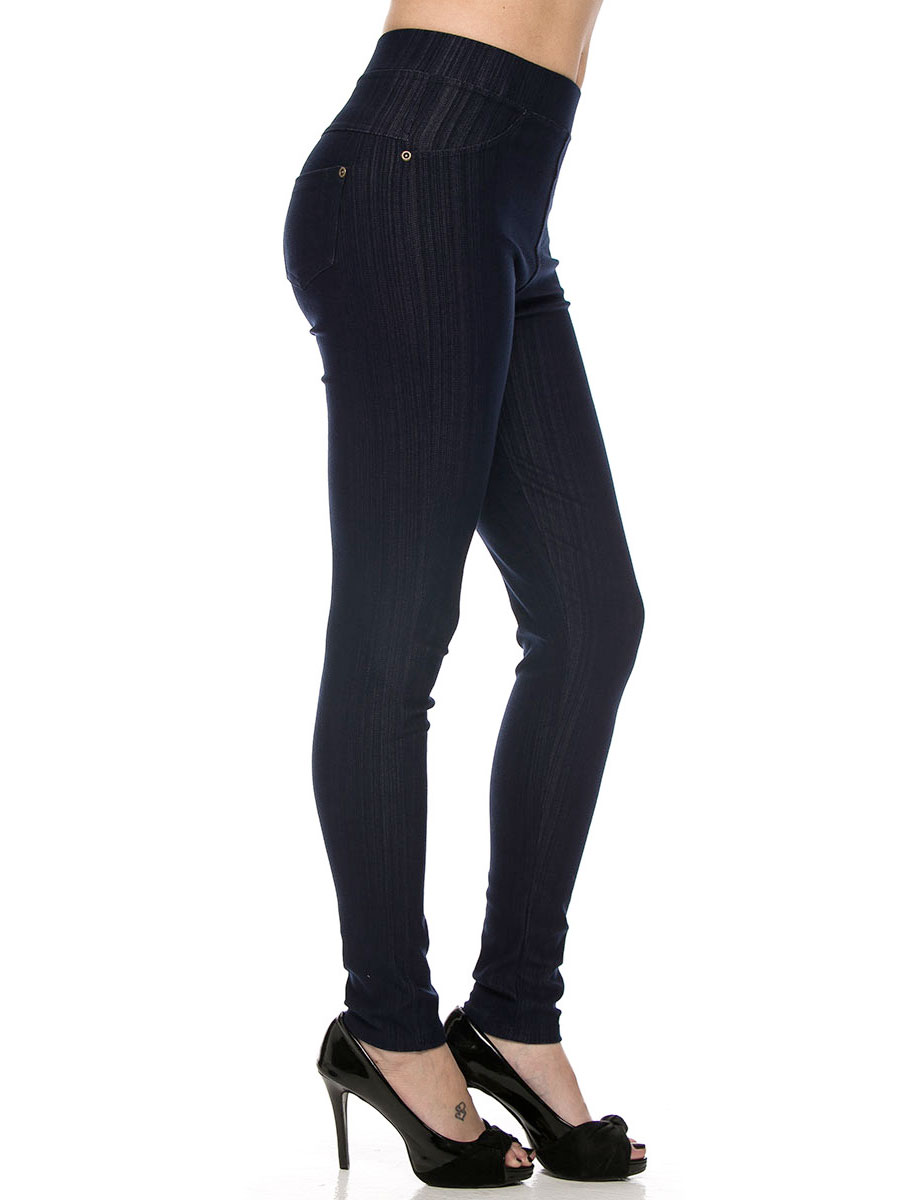 Denim Leggings - Ankle Length w/ Back Pockets J04 Navy Leggings 2x/3X- Ankle Length J04 MB - 2X-3X