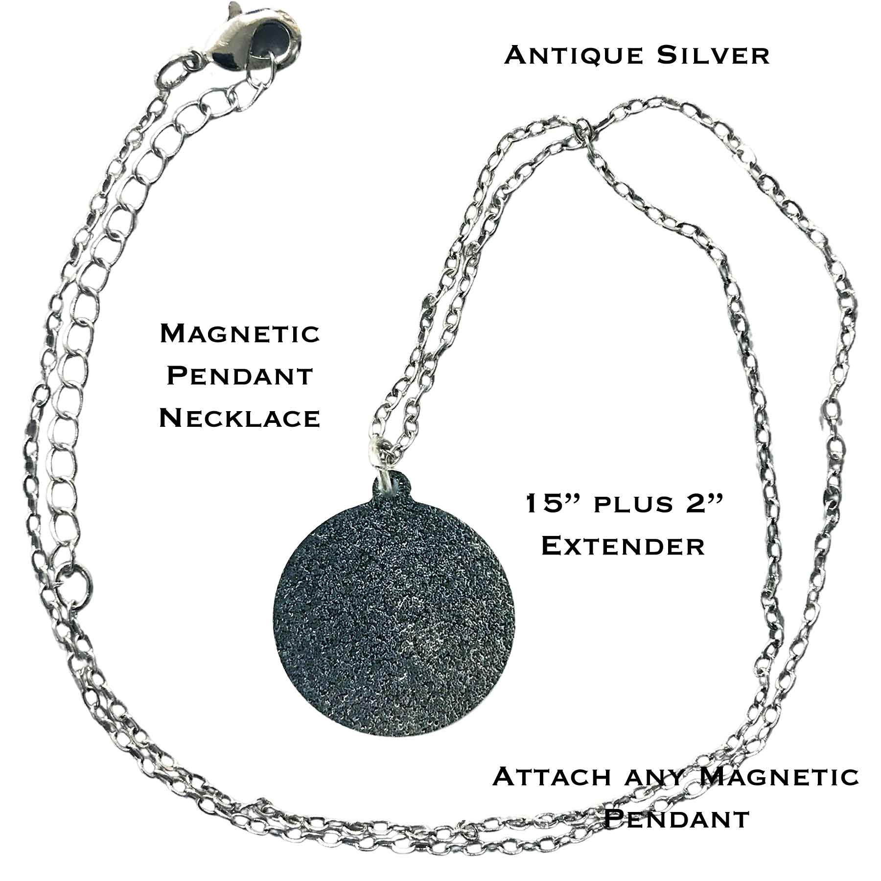 2997 - Artful Design Magnetic Brooches Magnetic Necklace for Pendants<br> 1MM 15" Plus 2" Extender (Antique Bronze) - 15