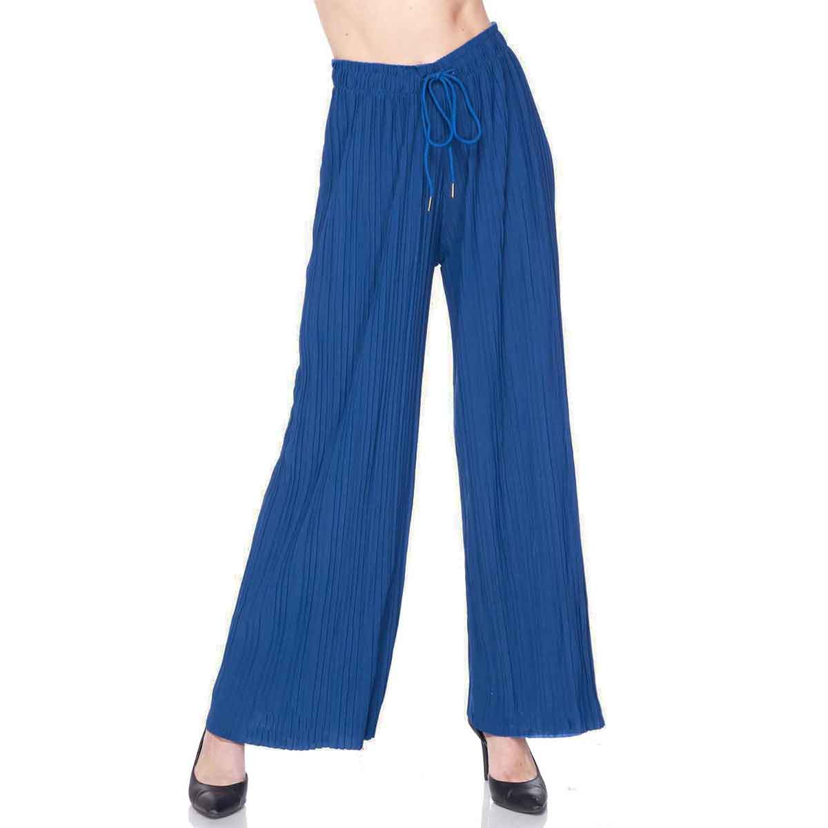 902T - Pleated Twill Pants  Red<br>
Stretch Twill Pleated Wide Leg Pants - One Size Fits S-L