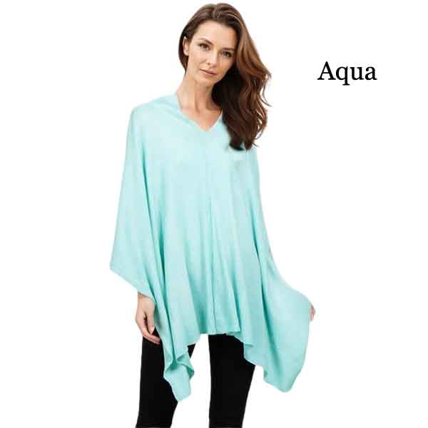 8672 - Cashmere Feel Ponchos  8672 - Caribbean Blue - One Size Fits Most