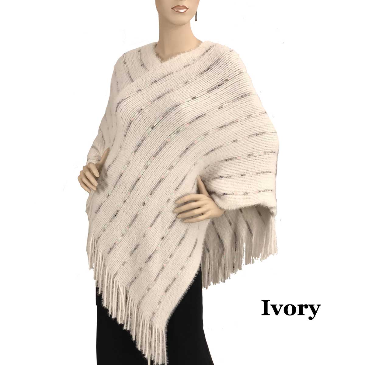 9467 - Eyelash Knit Ponchos Ivory Eyelash Knit Poncho 9467 - 