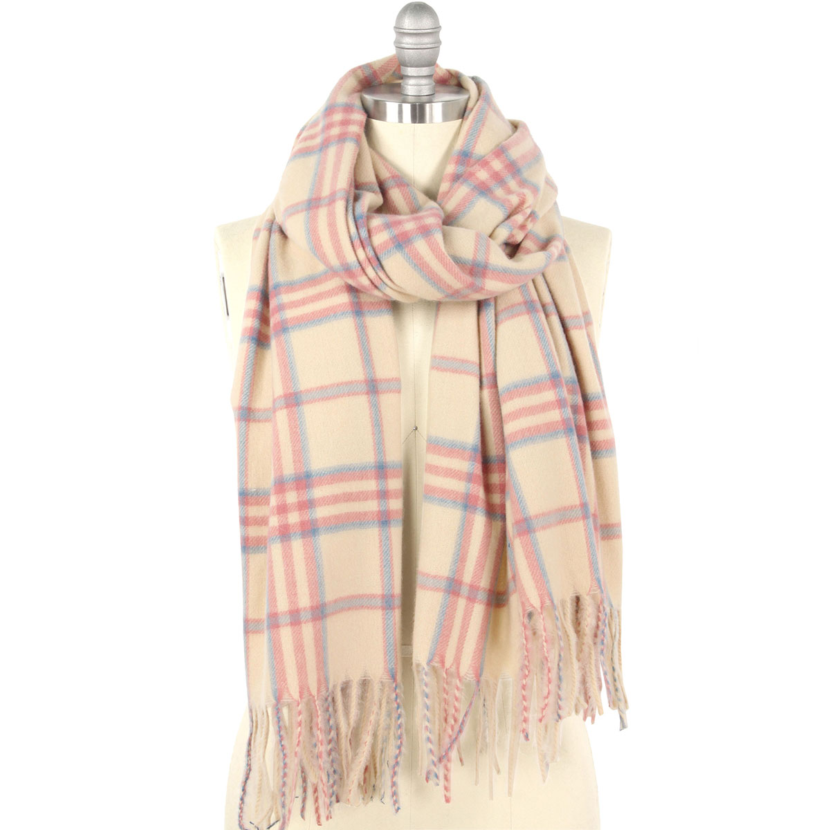 3156 - Plaid Oblong Scarves/Shawls  3156 -  Taupe/Grey Multi  - 22