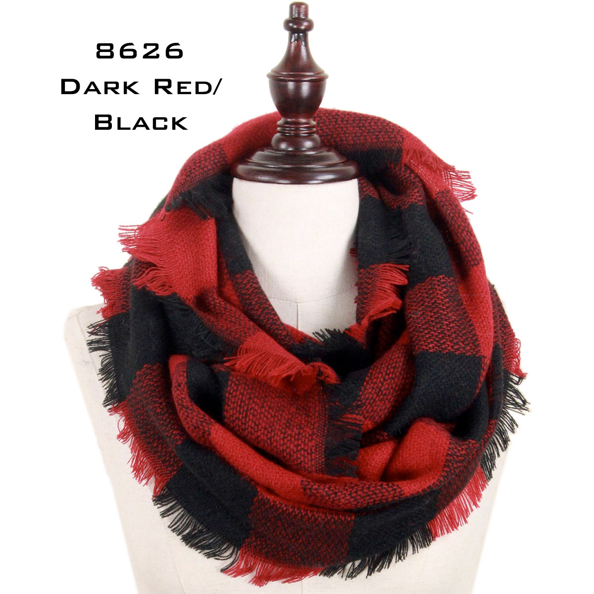 AssortedWinter Infinities-9810/10078/1296/4082/766 8628 RED/BLACK PLAID Woven Infinity Scarf - One Size Fits All