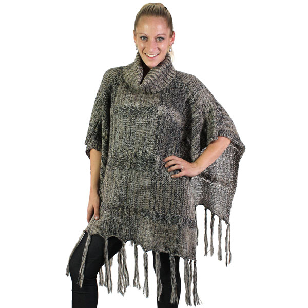 3527 - Assorted Autumn/Winter Ponchos  5644 - Brown Blend<br>
Turtleneck Poncho MB - One Size Fits Most