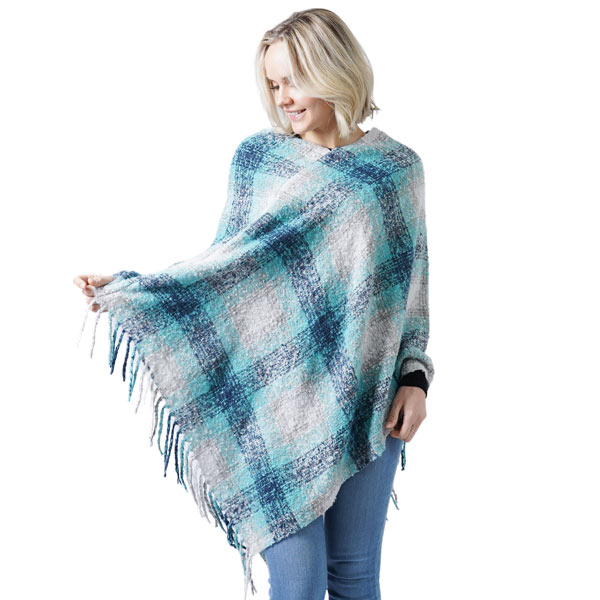 3640 - Cozy Plaid Ponchos  10406 - Brown Multi - One Size Fits Most