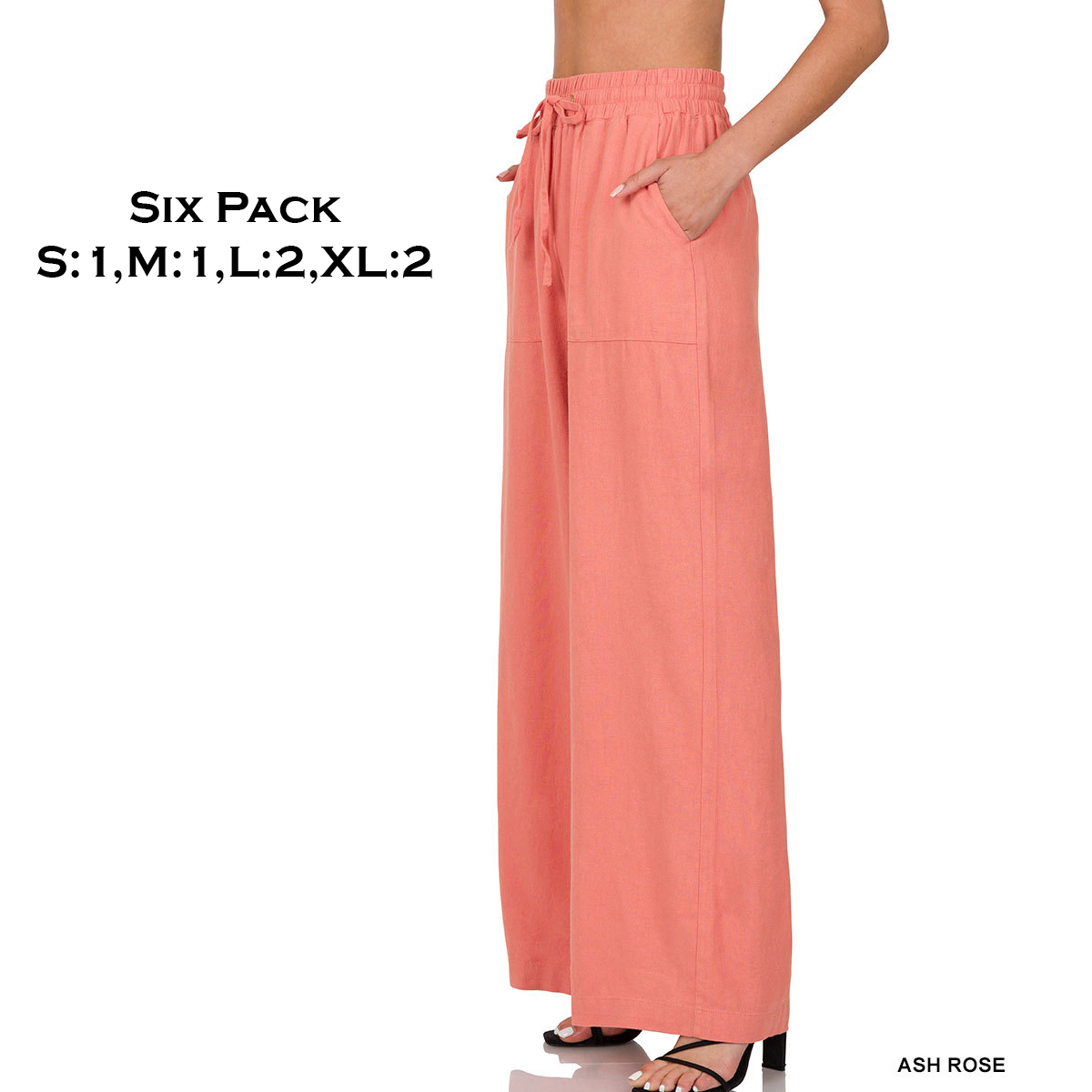 1105 - Soft Linen Blend Pants  1105 - Ash Rose  - S