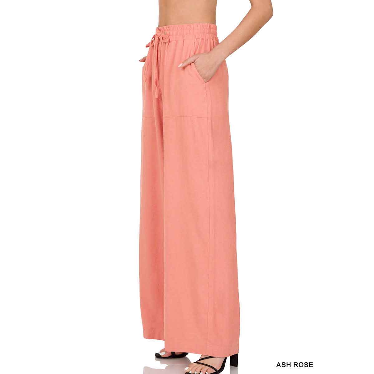 1105 - Soft Linen Blend Pants  1105 - Ash Rose  - M