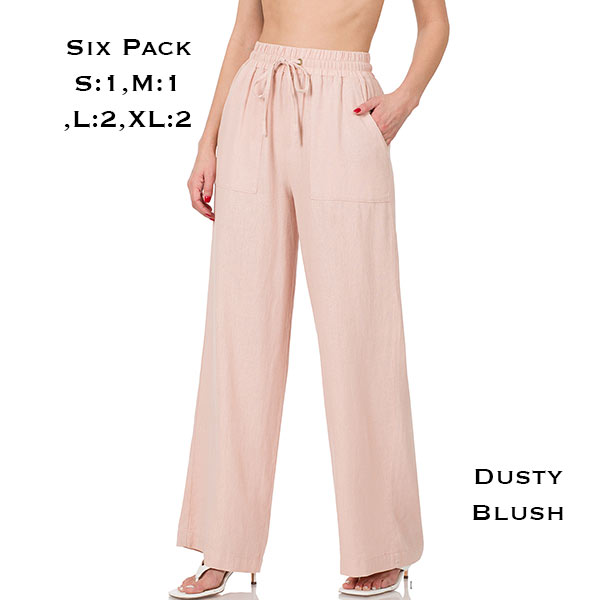 1105 - Soft Linen Blend Pants  1105 - Dusty Blush  - S