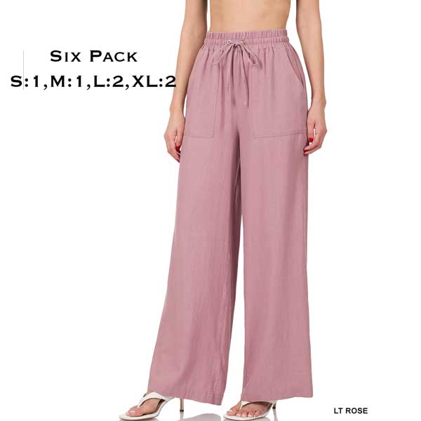 1105 - Soft Linen Blend Pants  1105 - Light Rose  - S