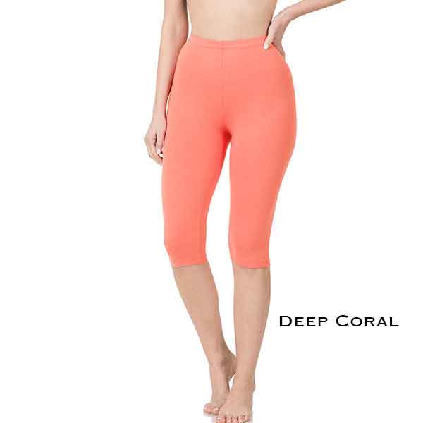 1801  - Cotton Blend Capri Leggings 1801 - Deep Coral  <br>
Cotton Blend Capri Leggings - Medium