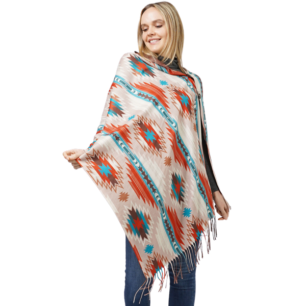 10392 - Navaho Print Button Shawls 10807 - Black Multi<br>
Navaho Print Button Shawl - One Size Fits Most