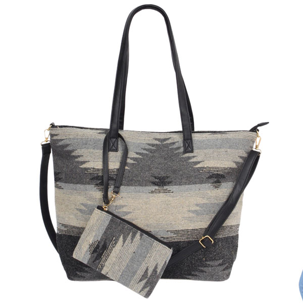 3720 - Weekend Tote Bag/Pouch 2 pc Sets 10326 - Taupe Multi 2pc Set <br>
Western Tote Bag/Pouch Set - 18.5