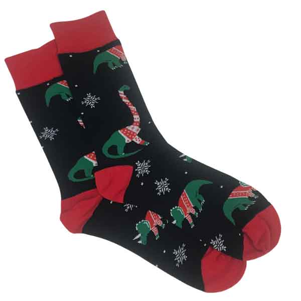 3748 - Crew Socks Dinosaurs and Snowflakes - Woman's 6-10