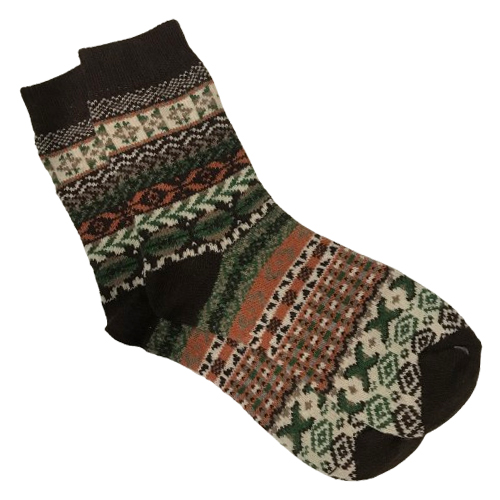 3748 - Crew Socks Reindeer and Snowflakes - Fuchsia Multi - Woman's 6-10