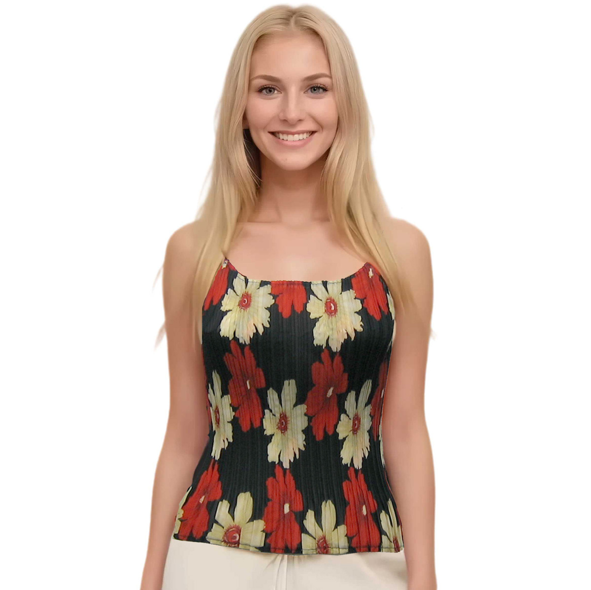 1119 - Georgette Mini Pleats Spaghetti Tanks