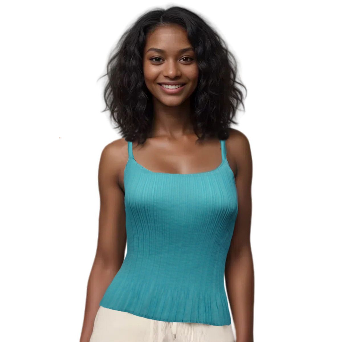 1119 - Georgette Mini Pleats Spaghetti Tanks