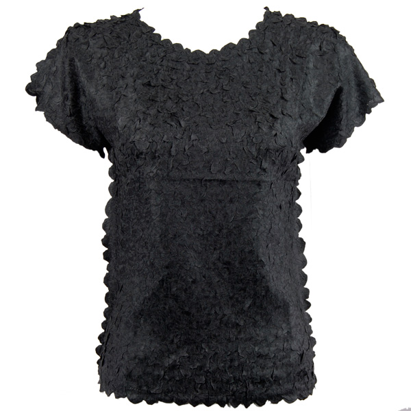 Solid Black Petal Shirt - Cap Sleeve