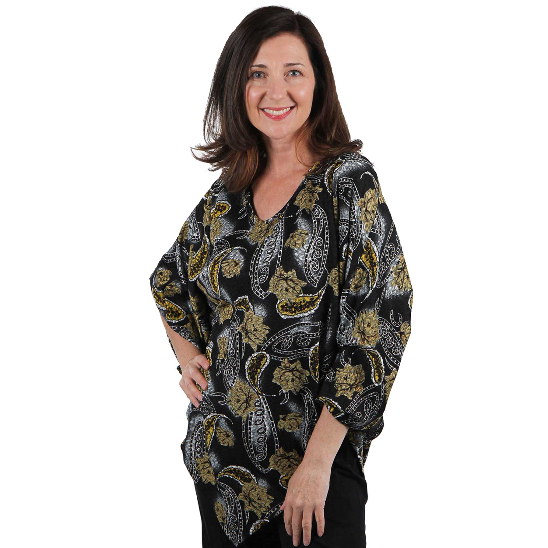 Leaves and Paisley Gold/Silver Slinky Weave Poncho