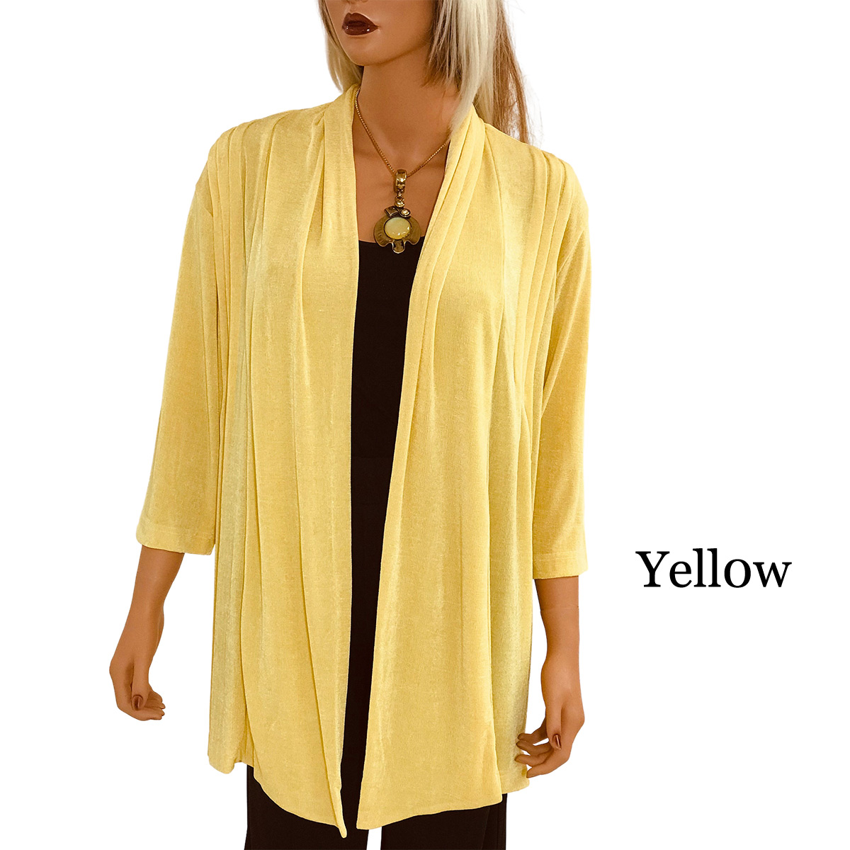 Wholesale1215 - Slinky TravelWear Open Front Cardigan-Yellow
