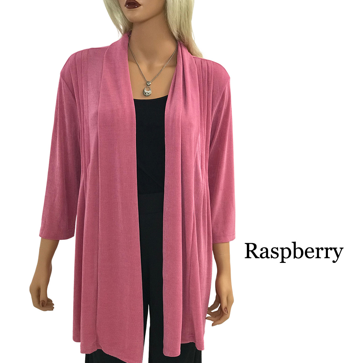 Wholesale1215 - Slinky TravelWear Open Front Cardigan-Raspberry